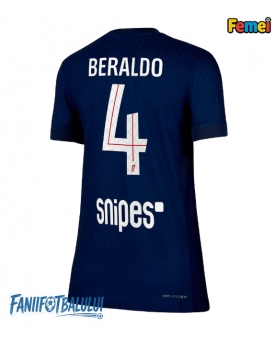 Paris Saint-Germain Lucas Beraldo #4 Tricou Fotbal Replică 2025-26 Femei Acasa